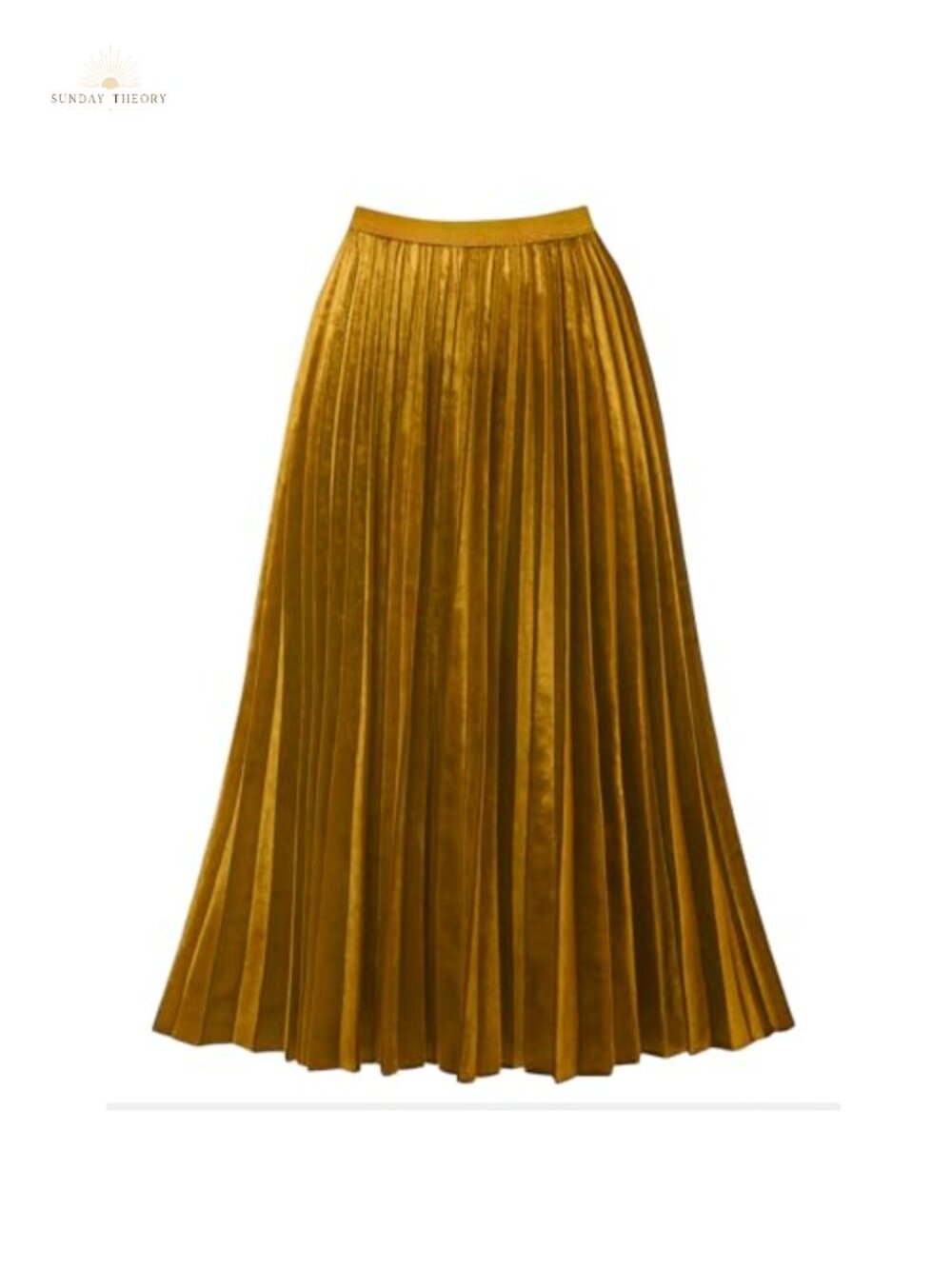 Pleated High Waist Flowy Midi Skirt Velvet A-Line Work Skirt